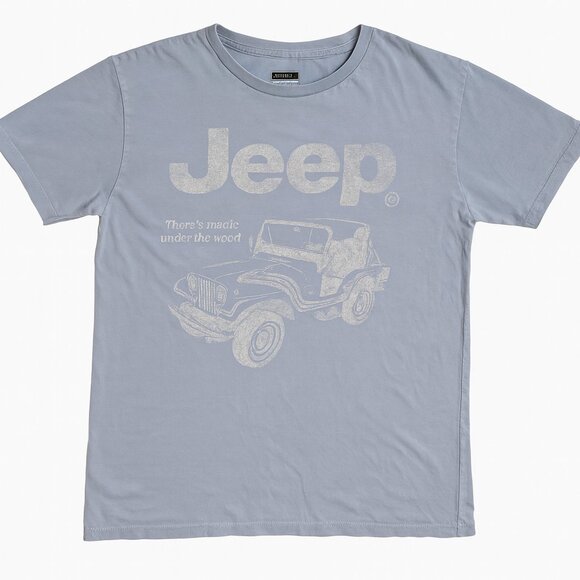 Jeep Men’s XS Vintage Graphic Tee Blue Off Road Wrangler Logo Short Sleeve-A130 - Picture 1 of 5